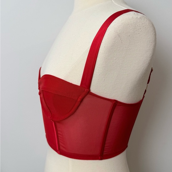 Oh Polly Red Mesh Corset Bustier Top New Without Tags - Picture 5 of 6